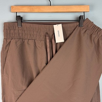 NEW Spanx On The Move Jogger Womens Large Smoke Brown Pull On Performance Pants