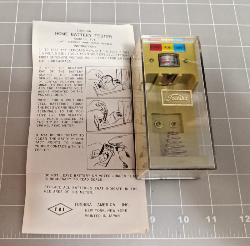 Vintage Rare Toshiba Japan No. 201 Battery Tester Checker