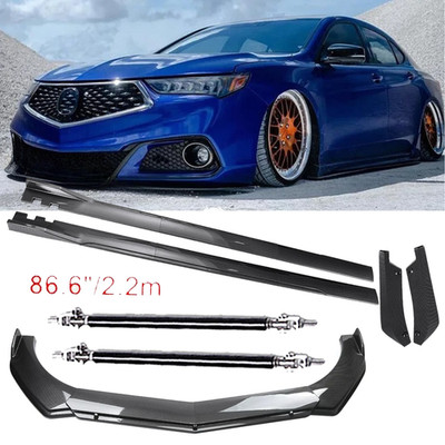 Carbon Fiber Front Bumper Lip Spoiler & Side Skirt For Acura ILX TLX Integra
