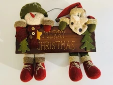 Dan Dee Collector’s Choice Rustic Merry Christmas Santa Snowman Sign