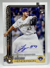 Logan Henderson RC US137 2025 Topps Update On Card Autograph Auto Rookie Brewers