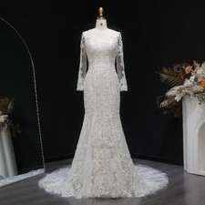 Elegant Mermaid Wedding Dresses with Long Sleeves Dubai Princess Bride Gowns
