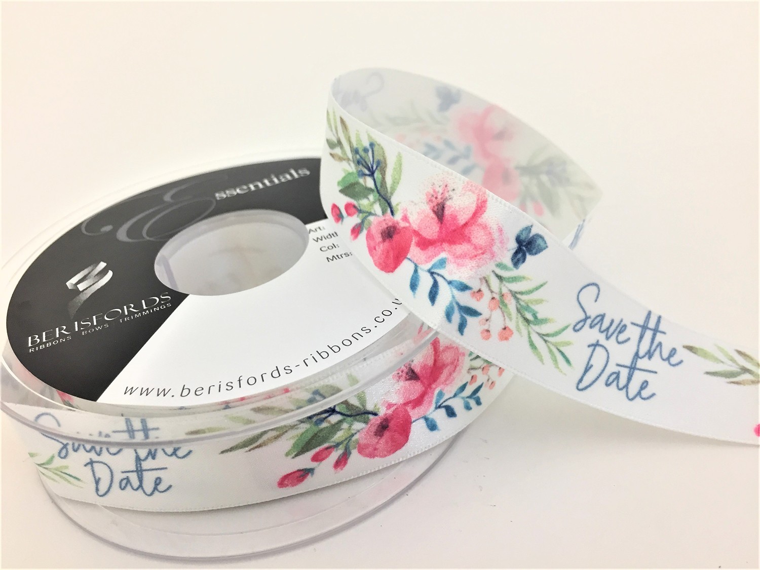 Berisfords Save the Date Floral Wedding Ribbon Invitation 25mm by the Metre New