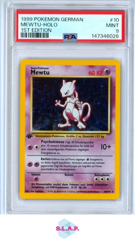 MEWTWO HOLO 1ST EDITION POKEMON GERMAN 1999 10 PSA 9