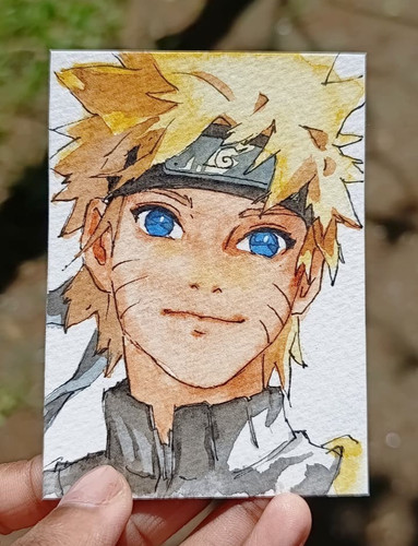 Original ACEO Art Hand Painted Naruto Fan Art Anime Manga Watercolor Miniature
