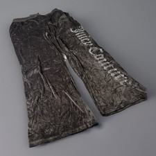 Juicy Couture Y2K Vintage Velour Pants Big Logo Size Medium Black