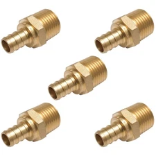 Bag of (5) 2" x 2" PEXworx Brass Pex Crimp Male Adapter