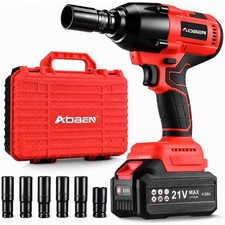 Cordless 1/2" Impact Wrench Kit, 600N.m High Torque Electric Driver, 4.0Ah Batte