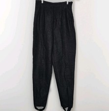 Vintage Jennifer Moore Wool Stirrup Pants Sz 12 Black High-Rise Side Zip