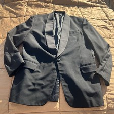 Classic Black Men's Tuxedo Jacket Woolmark 100 Wool Satin Lapels Size 42L