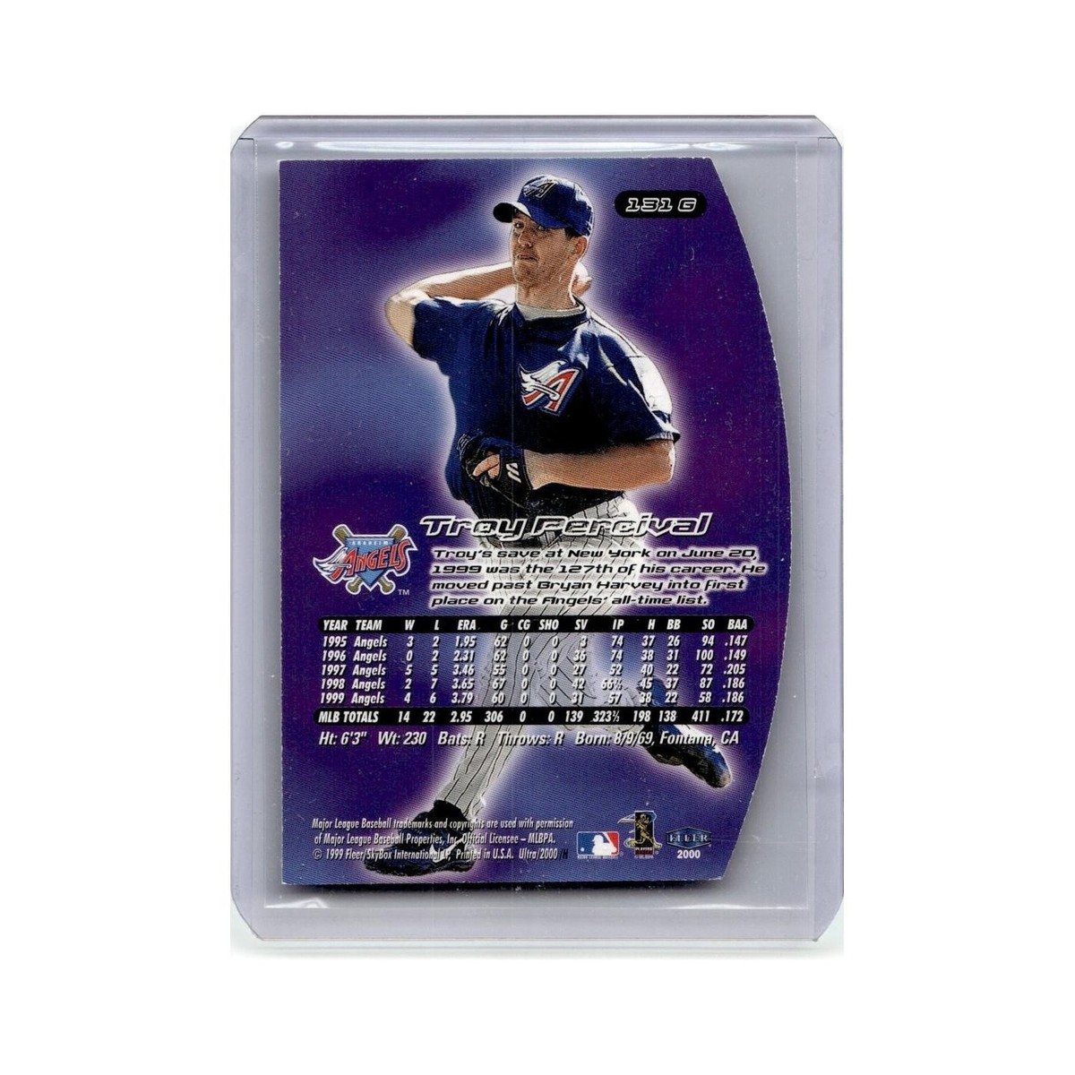 Troy Percival メジャー盾　エンジェルス Troy Percival 2000 Fleer Ultra Gold Medallion #131G Anaheim Angels