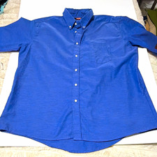 Red Kap Men’s 3XL Blue Short Sleeve Button Down Work Shirt Cotton EUC