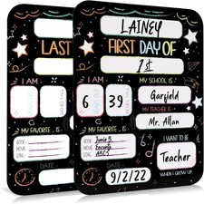 First and Last Day of School Board Signs Set of 12 - Double Sided 12x9 Inch Back