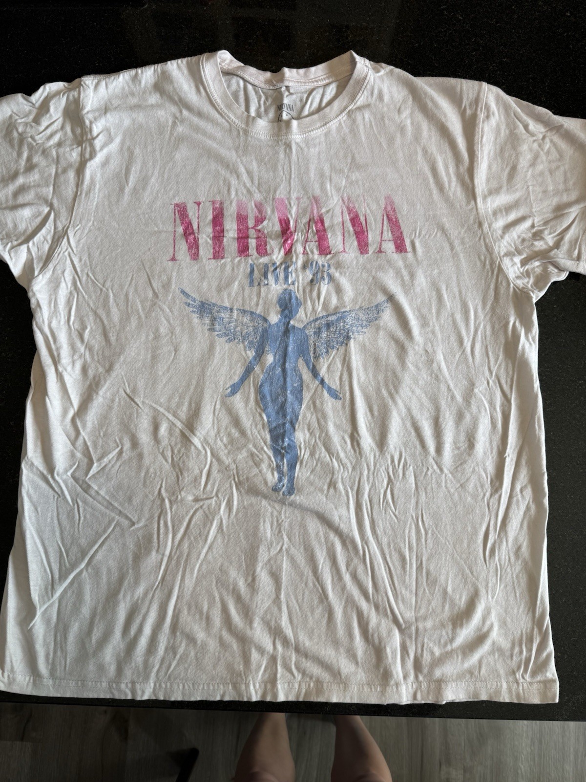 Nirvana Angel Graphic Tee White Cotton Vintage Band Shirt