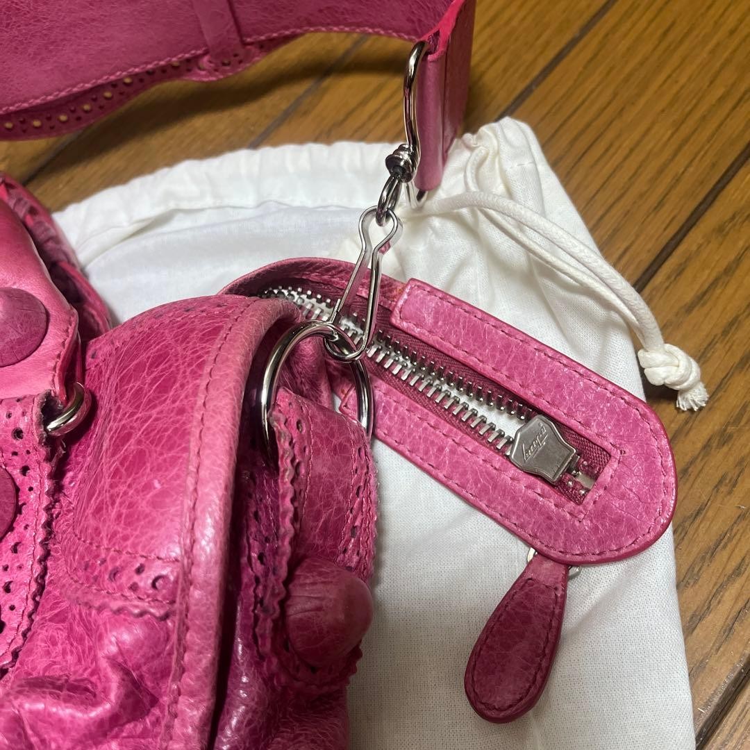 Authentic Balenciaga The Giant City Leather Mustard Pink 204529