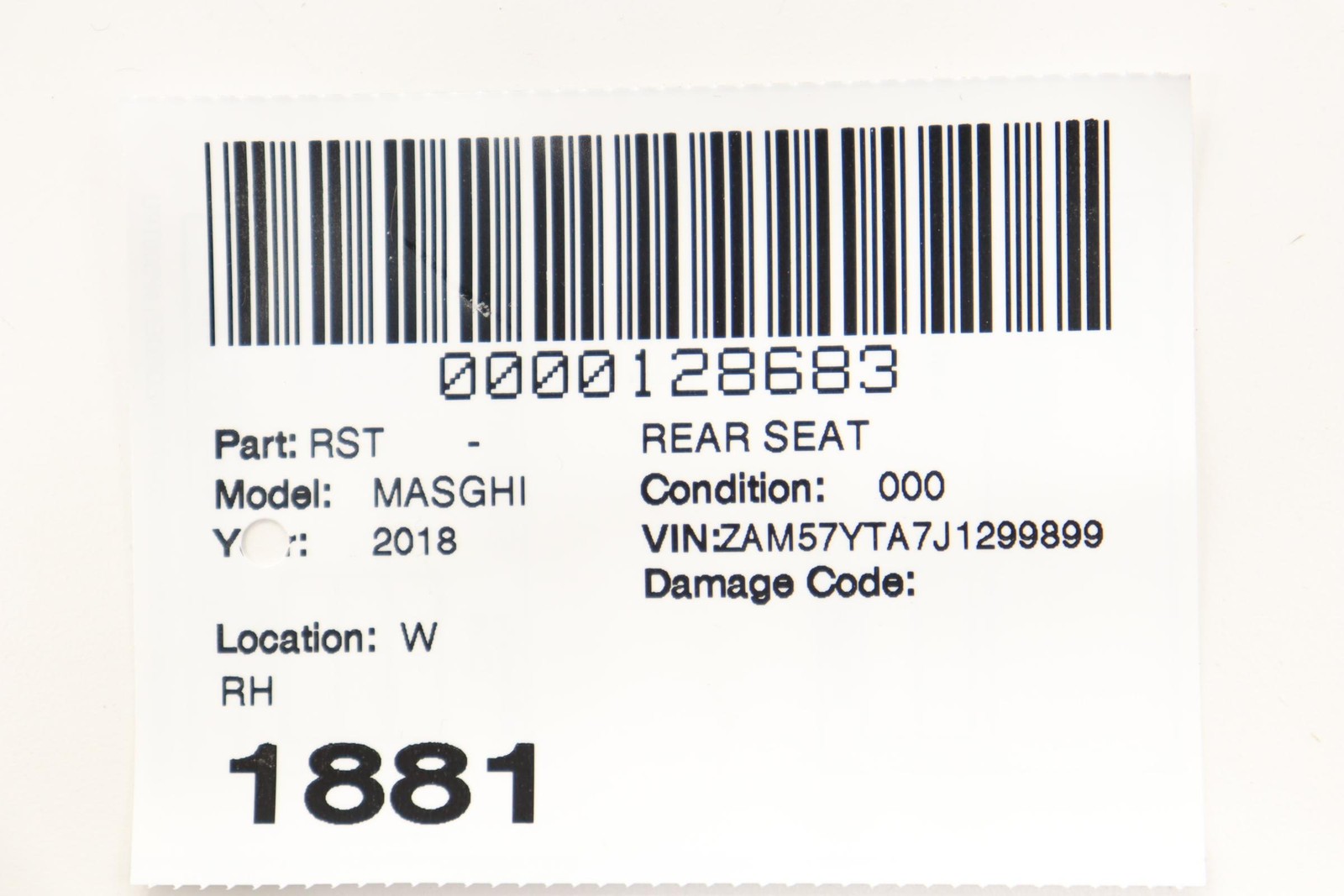 2014 - 2024 MASERATI GHIBLI REAR RIGHT SEAT UPPER CUSHION COVER OEM ORANGE_ICU
