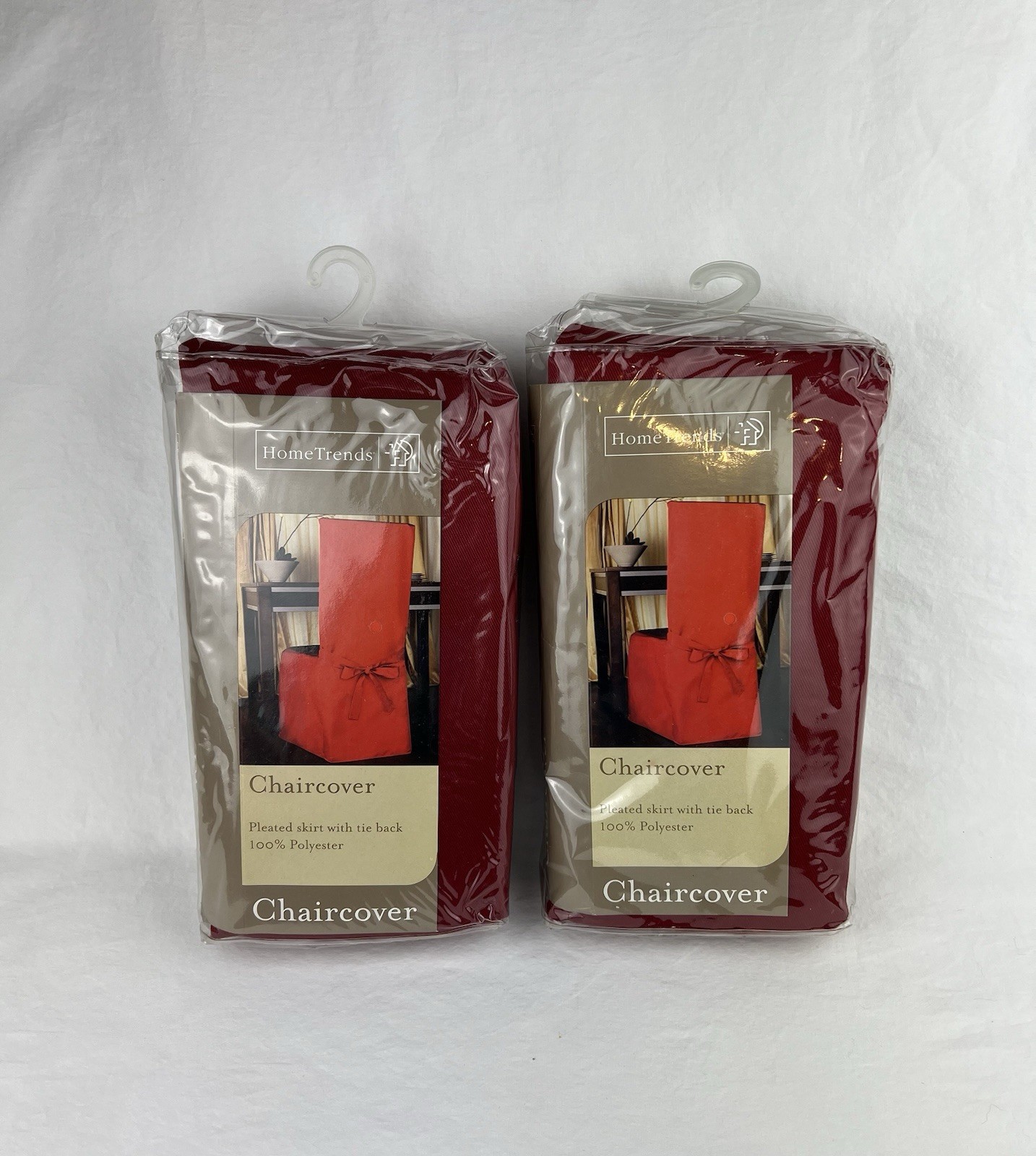 Cover Set Of 2 Red Pleated Skirt With Tie Back