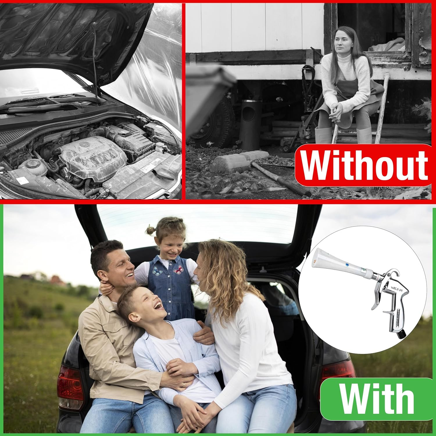 Premium Tornado Air Blow Gun with Nozzle Car Interior Cleaning Quickly Blasts Di