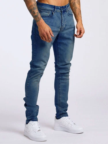 Neu Herren Jeans Slim Fit Skinny Stretch Denim Hose Baumwollhose Einfarbig - Bild 6 von 29