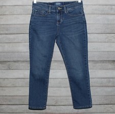 Old Navy Girls Size 10 Skinny Blue Capri Jeans Adjustable Waist Medium Wash