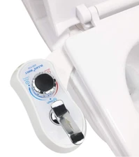 Fresh Water Non-Electric Mechanical Bidet Attachment-Selfcleaning Dual Nozzles..