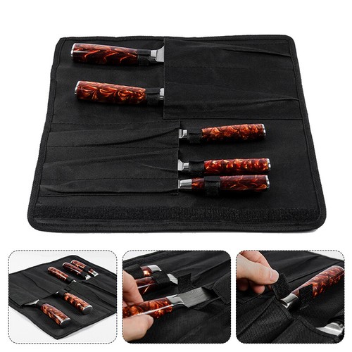 5pcs Chefs Knife Storage Bag Black Oxford Knives Organizer Storage Roll Bags NEW - Bild 3 von 11
