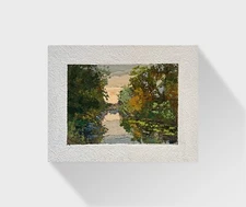 Oil painting Ros River Ukrainian painter Fiberboard original landscape decor art