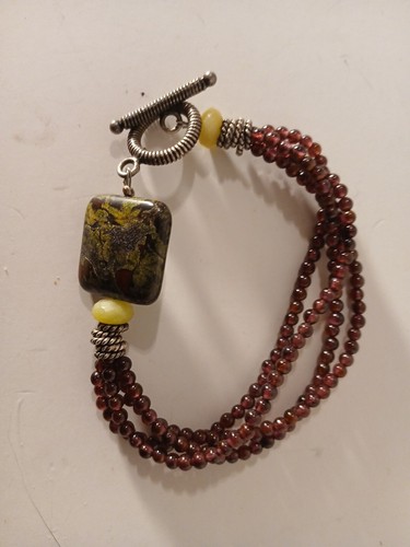 Garnet Bead, Ruby In Fuschite Bracelet - Picture 1 of 3