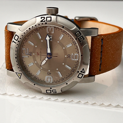 chinese dress ladies Peugeot Men's Watch Silver with Gold Bezel Grey Dial Leather Strap main image 1