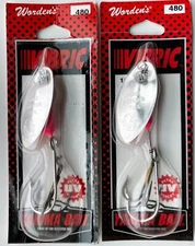 TWO Worden's Vibric Spinners #480.PP 1/2 oz Pink Panther Silver Blade Pink Body