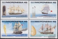 Mikronesien 178-181 Viererblock (kompl.Ausg.) postfrisch 1990 Walfang