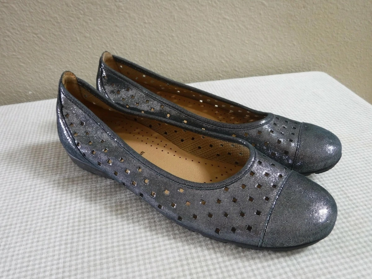 6 8 Silver Metallic Leather Cutout Cap Toe Slip On Loafers Shoes | eBay