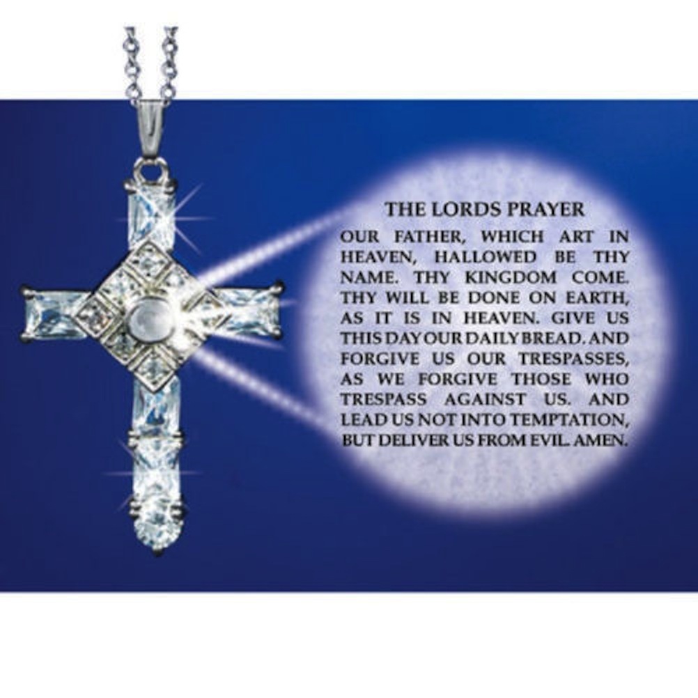 As Seen On TV The Lord's Prayer White Gold Plated Cross FAITH GORGEOUS NEW