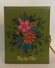 Vintage Green Floral Accordion Recipe File St...