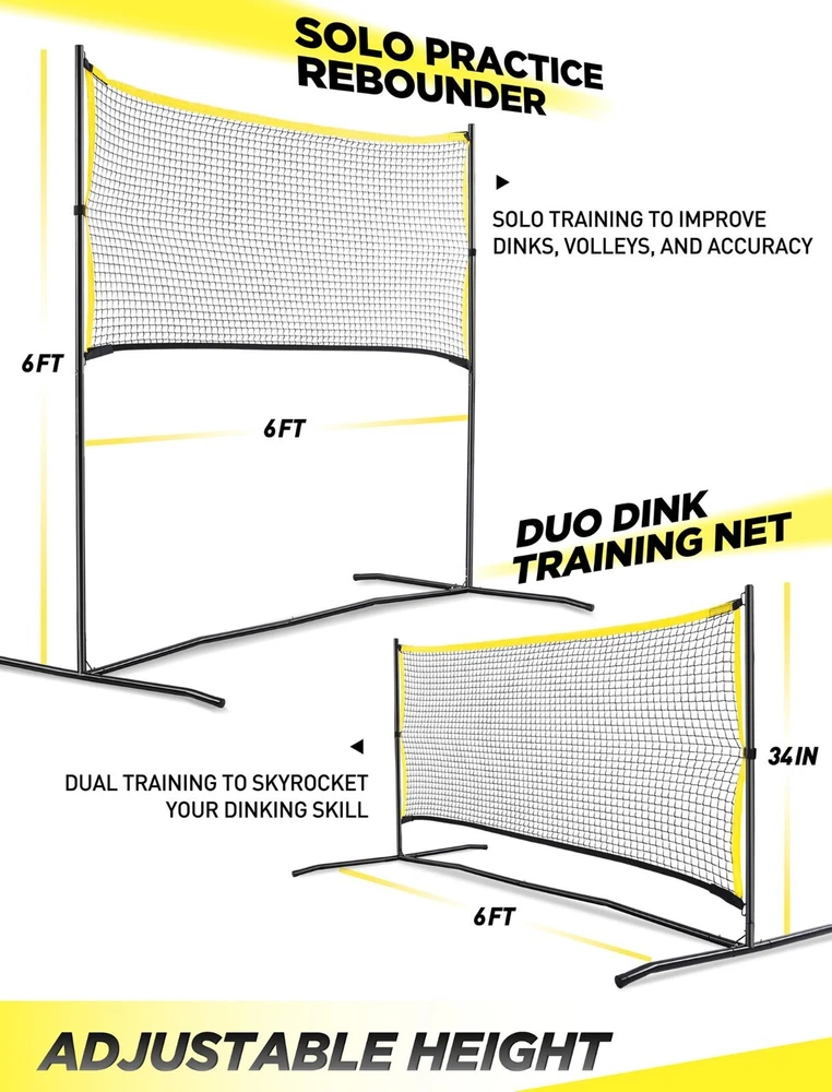 Pickleball Net with Practice Rebounder 6ft Wide Pickleball Trainer for Solo Dink Pickleball Net with Practice Rebounder 6ft Wide Pickleball Trainer for Solo Dink