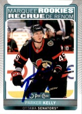 Parker Kelly Signed 2021-22 O-Pee-Chee Marquee Rookie RC card Ottawa Senators. rookie card picture