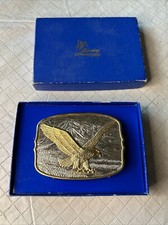 Antique United States US‎ 24K Gold Plated Army Belt Buckle Eagle Brass Vintage 1983 American Eagle Diamond 24K Gold Belt Buckle  main image 2