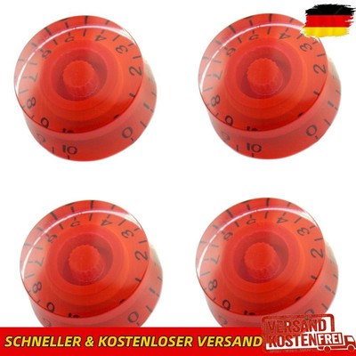 4pcs Electric Guitar Knob Cap Guitar Volume Tone Button for EPI LP (Red)