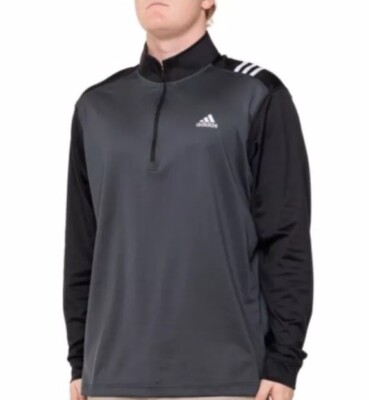Adidas Golf 3-Stripe 1/4 Zip Pullover Men s Medium Performance Black NEW