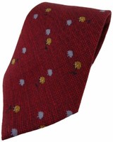 Seidenkrawatte Rot Weinrot Blau Gold Gemustert - Krawatte Seide Silk