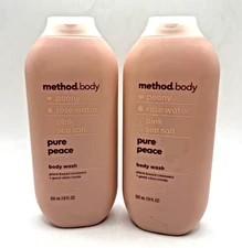 Method Body Wash Pure Peace 18oz 532ml Plant Based Shower Gel (PACK OF 2)