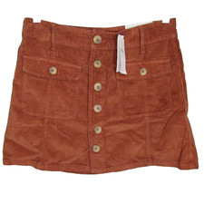 American Eagle Hi-Rise A-Line Mini Skirt Sz 2 Short Brown Corduroy Festival NEW