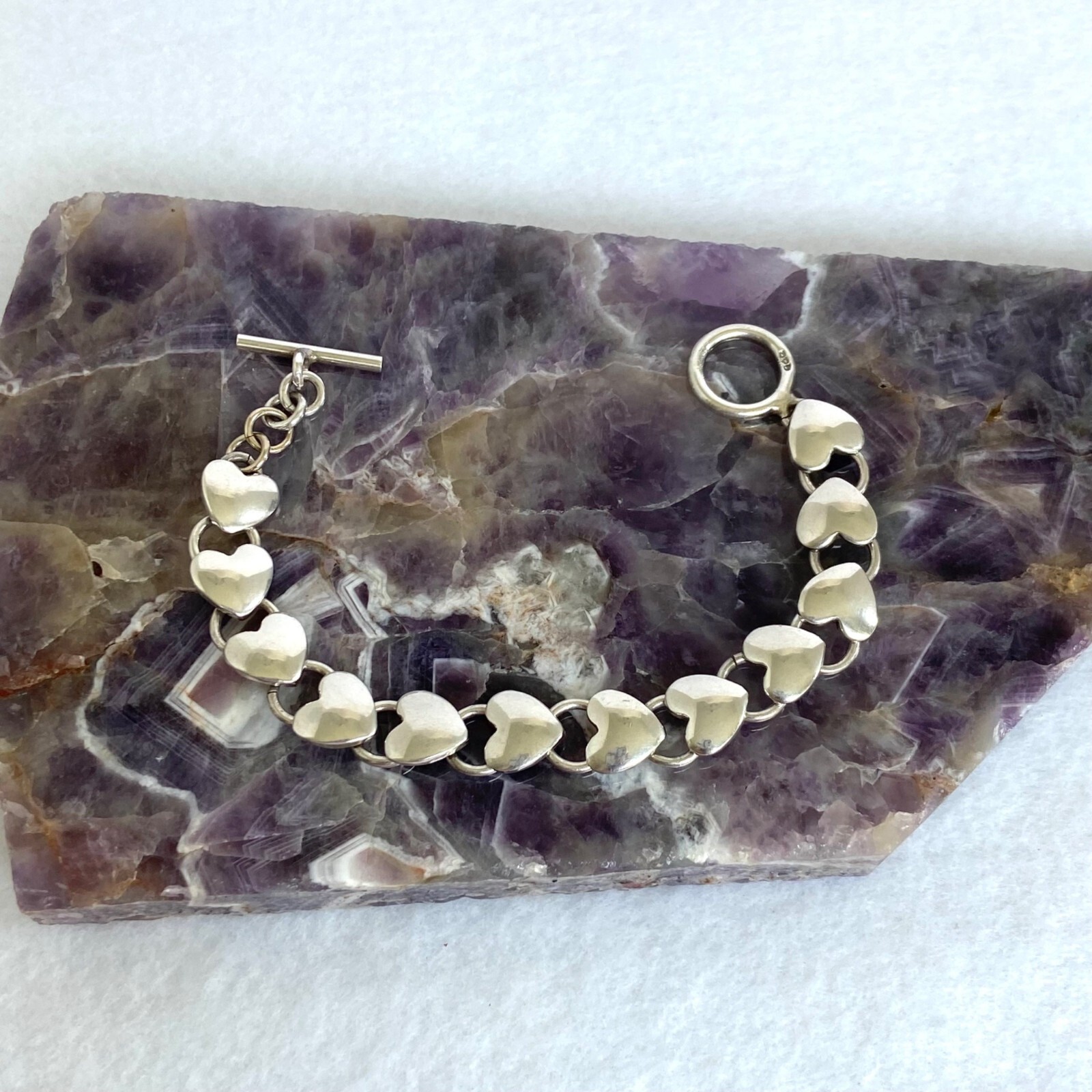 Solid Sterling Silver 925 Stacking Heart Link Tog… - image 19