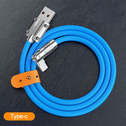 Mobile Silicone 120W 180° Rotating Fast Type-C Charge Cable For iPhone Android - Zdjęcie 8 z 15