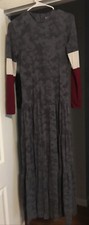 Anthropologie Sparrow Maxi Dress Gray Camouflage Maroon Layered Long Sleeve S