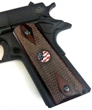 1911 fits COLT Rock Island & Clones Rosewood GRIPS US Flag Medallion 