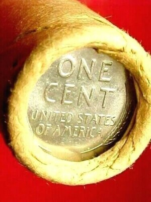 OLD ROLL LINCOLN WHEAT PENNY 1943  UNC STEEL REVERSE / 1955-S GEM+ END COINS OBW