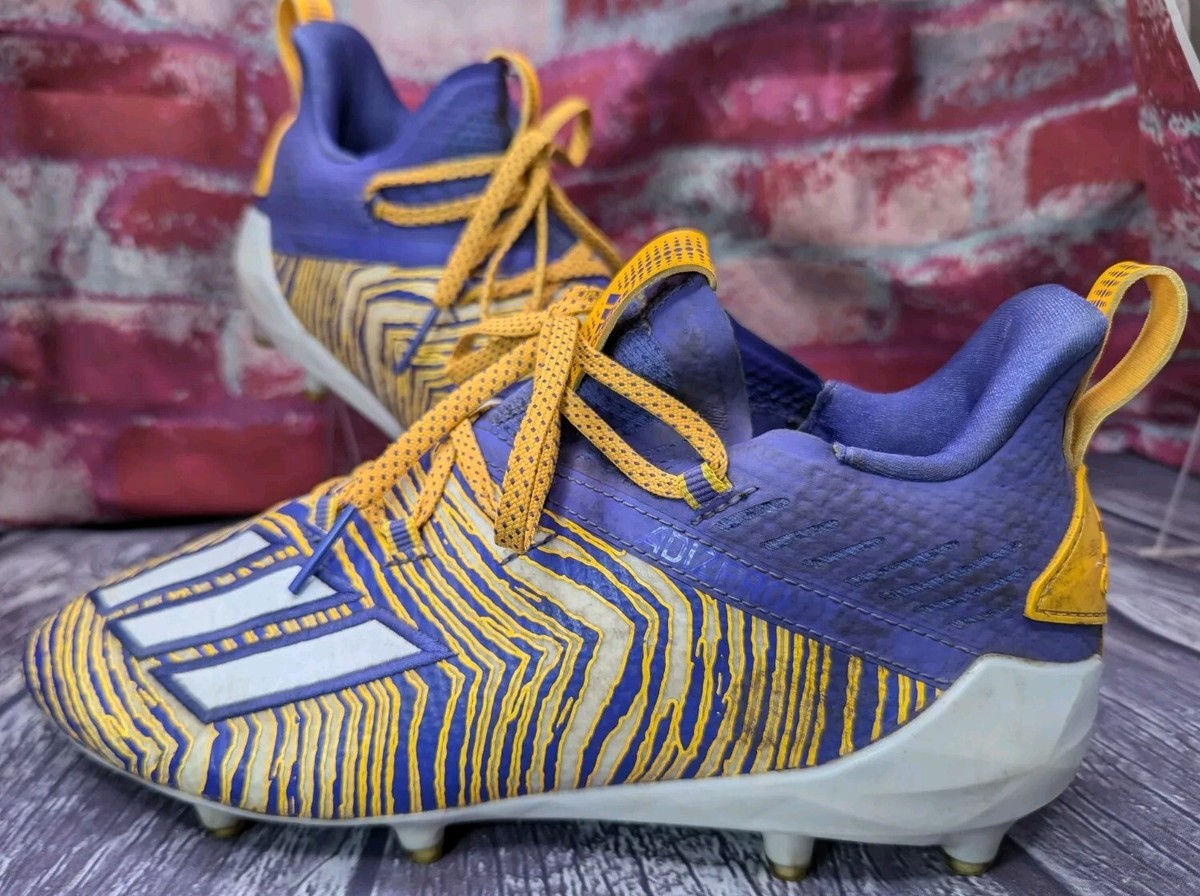 Adidas Adizero 10.0 Zubaz Yellow Purple Football Cleats Mens 8.5