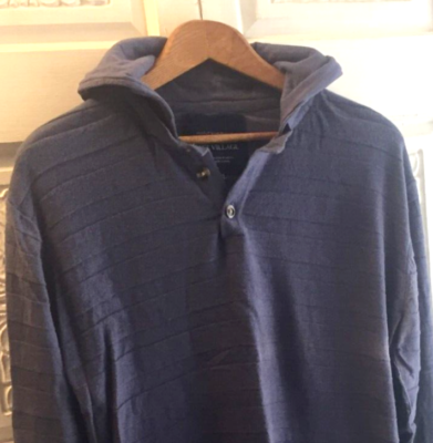 Fox Men East Village Blue Hooded Knit Top Buttons XXL | eBay