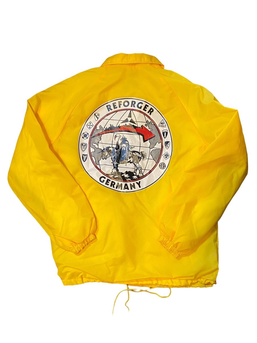 Vtg 80s US Army Champion Reforger Germany 87 Yellow Medium Jacket